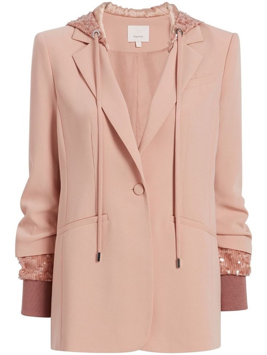 cinq a sept Jackets & Blazers - Cinque a Sept Women's Khloe Sequin Pink Hooded Blazer 2 Hoodie